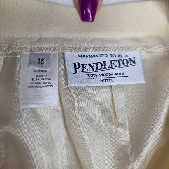 Pendleton Wool Skirt Petite 16 Cream Textured Details Vintage USA Deadstock - Picture 5 of 8
